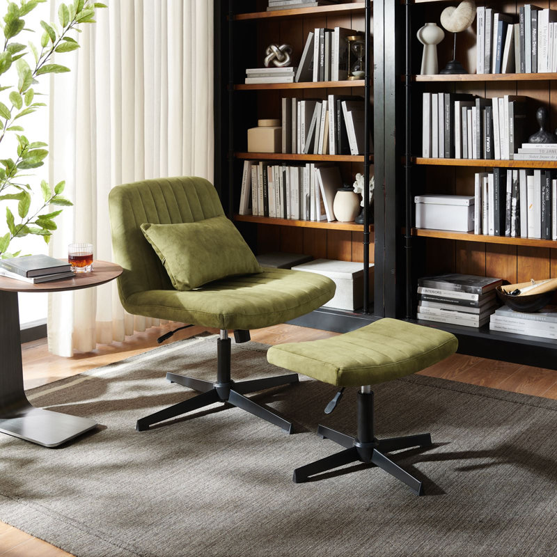 Willa Arlo Interiors Chatham Velvet Swivel Accent Chair with Ottoman